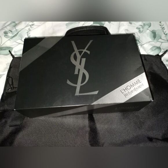 NewinBox YvesSaintLaurent Black CanvasTextile Leather 2Adjustable Straps 23"×15" - Picture 1 of 9